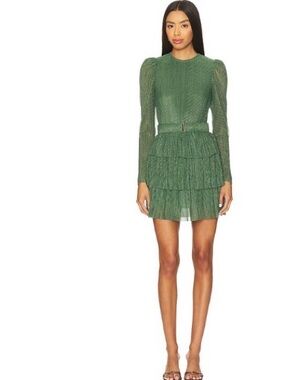 sabina musayev ray tiered satin dress with bows $410 Sabina Musayev Women's Ivory Metallic Ray Bow Shoulder Satin Dress Size M